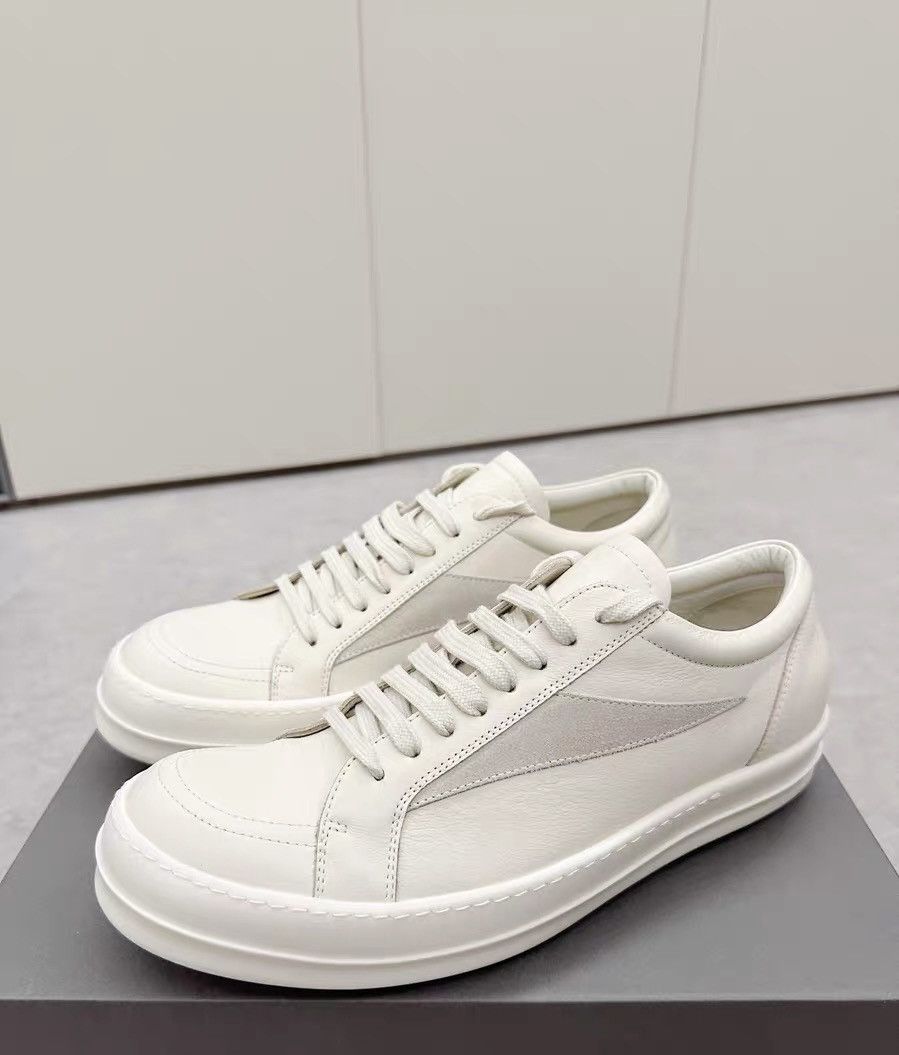 Rick Owens Rick Owens Mainline Milk White Low Top Leather Sneakers Size US 10 / EU 43 - 4 Thumbnail