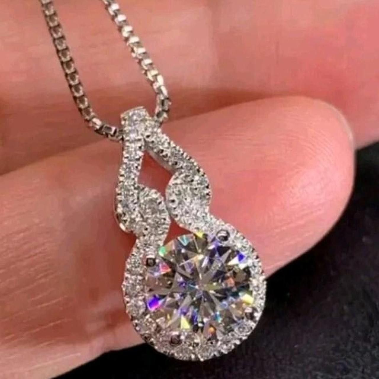 Other Silver Color CZ pendant necklace Size ONE SIZE - 2 Thumbnail