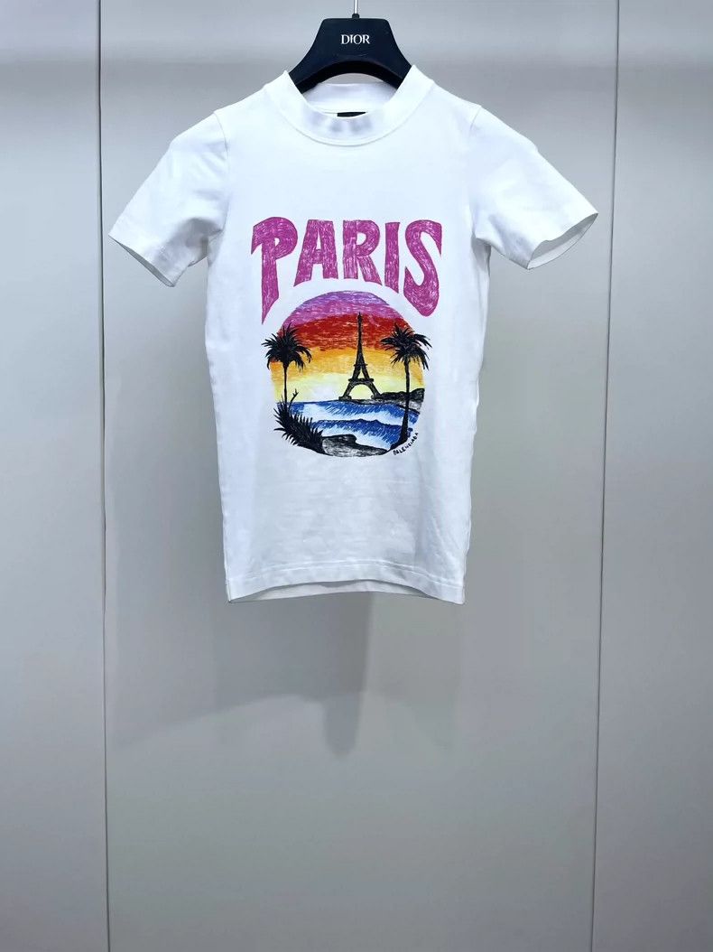 Balenciaga 23 Vacation PARIS Slim Fit Small Size T-Shirt