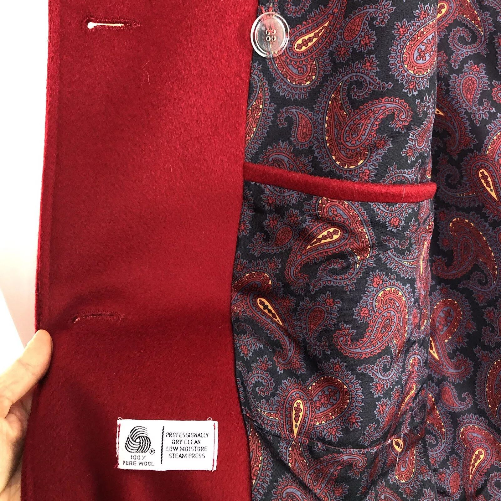 Other Vtg ALORNA Pure Wool Red Pea Coat Petite Double Breasted Size XS / US 0-2 / IT 36-38 - 12 Thumbnail