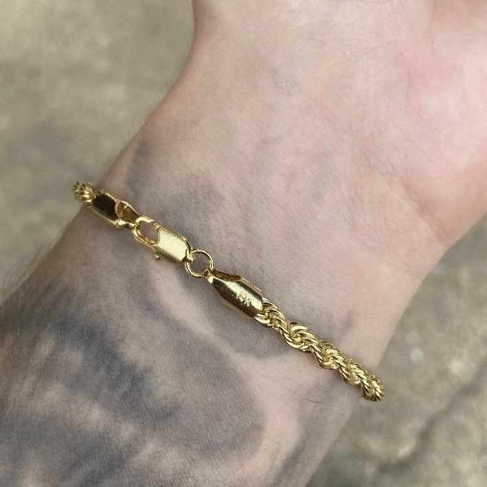 Jewelry Gold Bracelet Rope Chain 8in 4mm Size ONE SIZE - 2 Thumbnail