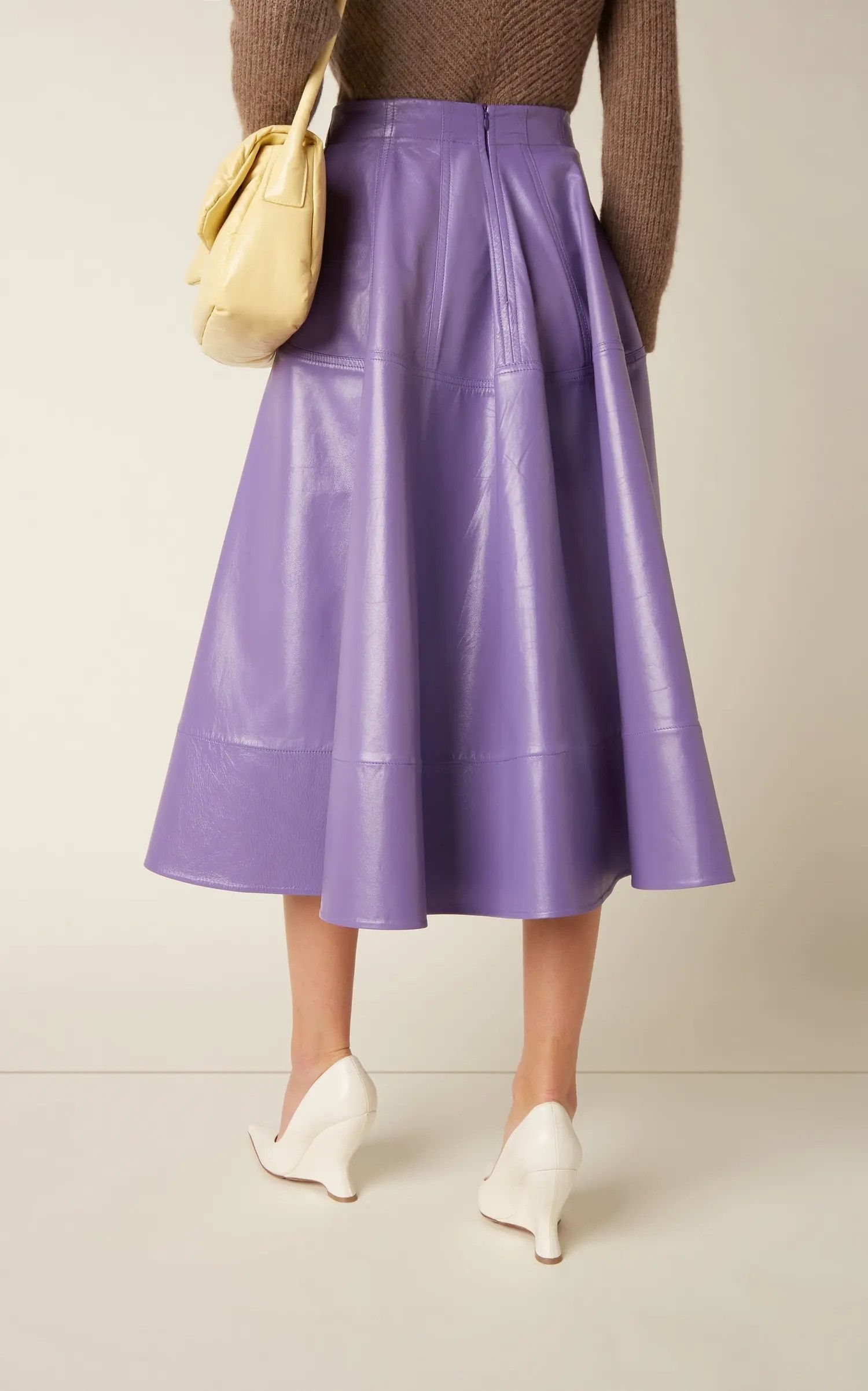Bottega Veneta o1loc1c0824 716284 Shiny Leather Skirt in Purple Size 27" / US 4 / IT 40 - 5 Thumbnail