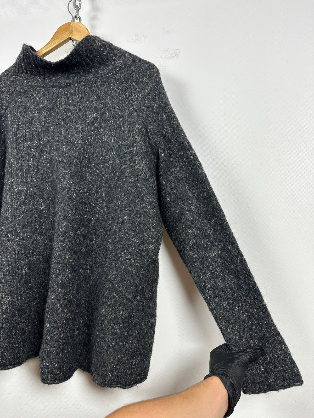 Rundholz Rundholz Wool/Alpaca/Linen Gray Oversized High Neck Sweater Size M / US 6-8 / IT 42-44 - 18 Thumbnail