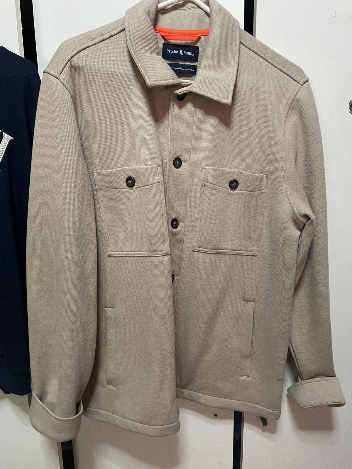 image of Psycho Bunny Bedford Shirt Jacket in Beige, Men's (Size Medium)