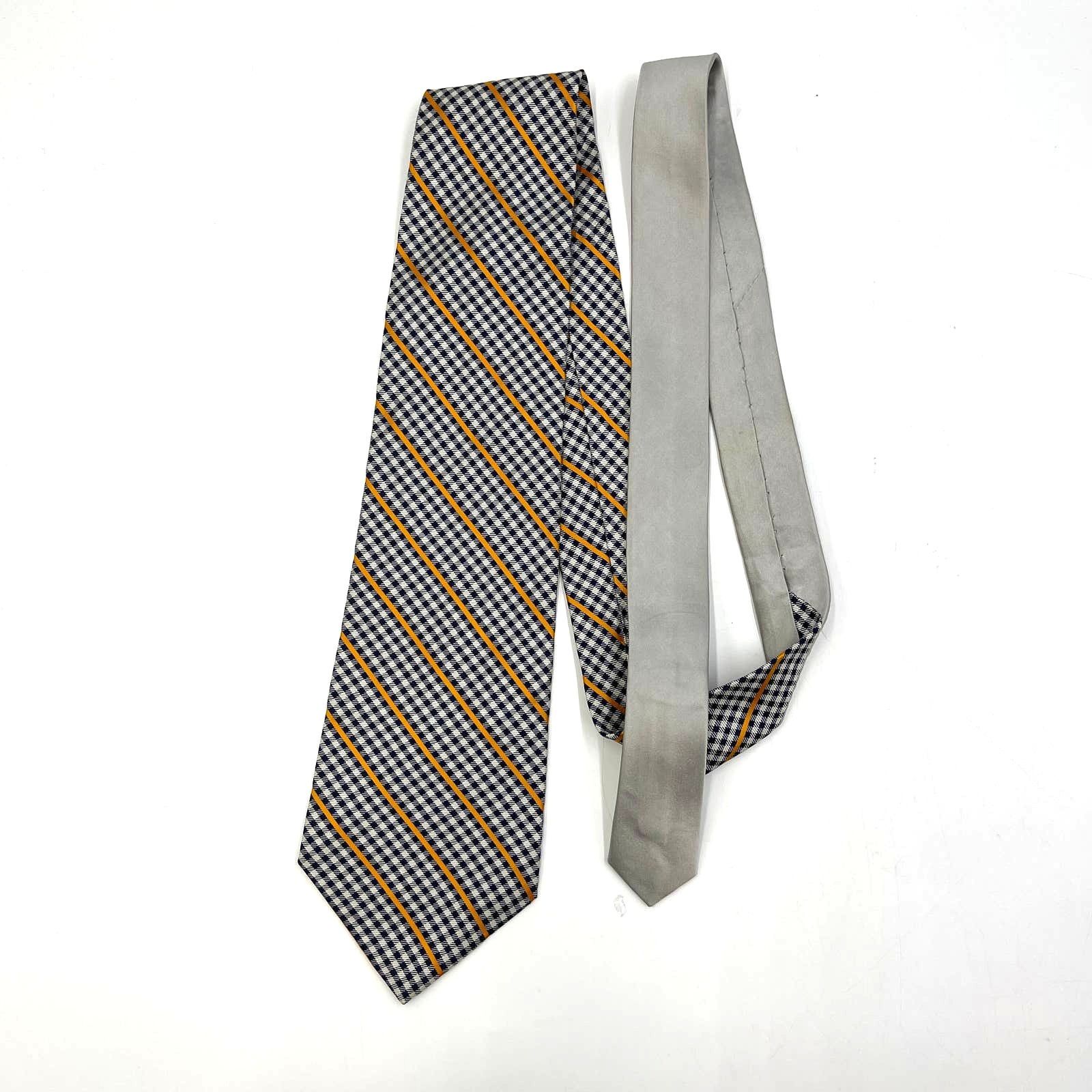 Tommy Hilfiger Tommy Hilfiger Check Stripe Print Tie Silk Black Gray Size ONE SIZE - 2 Thumbnail