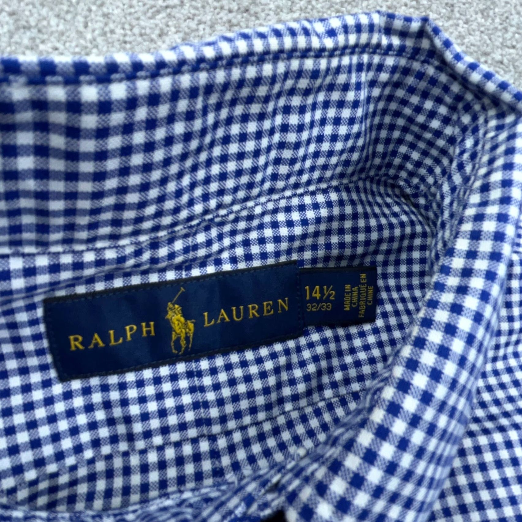 Ralph Lauren Ralph Lauren Shirt Men 14.5 32 Blue Button Up Poplin Dress Gingham Check Adult Size 40R - 3 Thumbnail