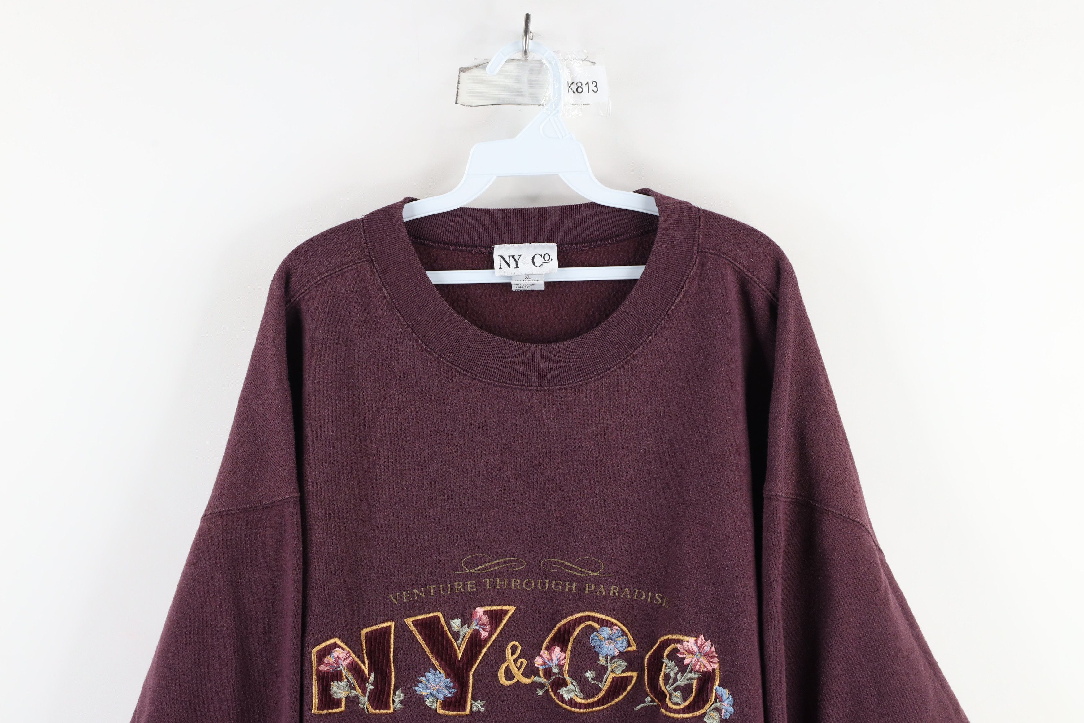 Vintage Vintage 90s Streetwear New York Flower Corduroy Sweatshirt Size XL / US 12-14 / IT 48-50 - 2 Thumbnail