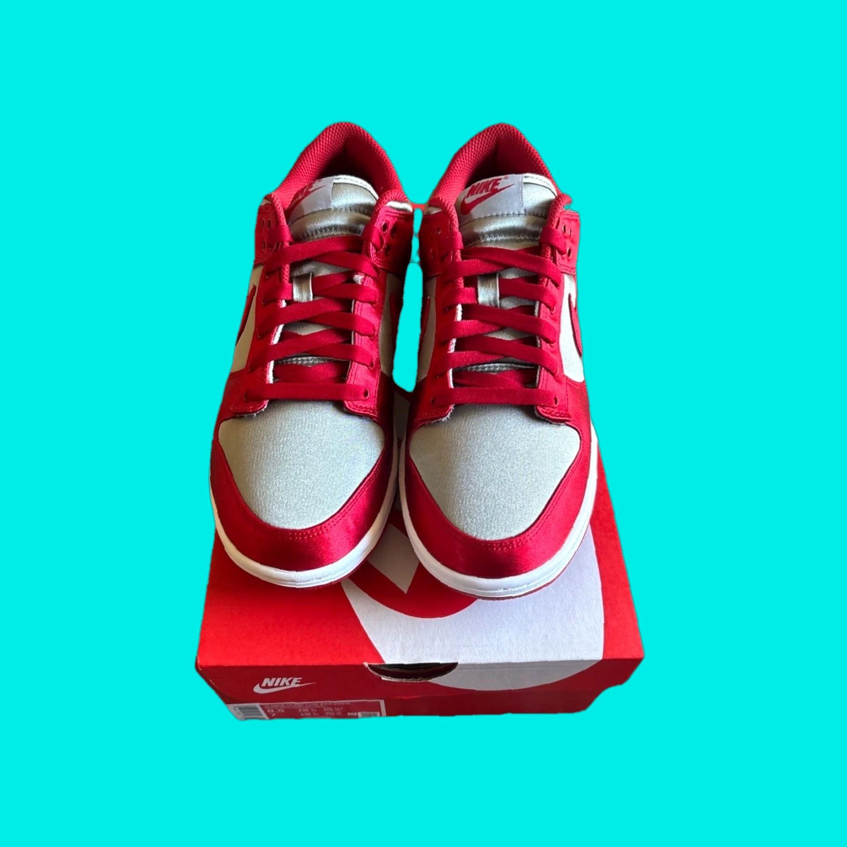 Nike Nike Dunk Low Satin Sneaker Women 8.5 Grey Varsity Red White Deadstock DX5931-001 Size US 9 / IT 39 - 1 Thumbnail
