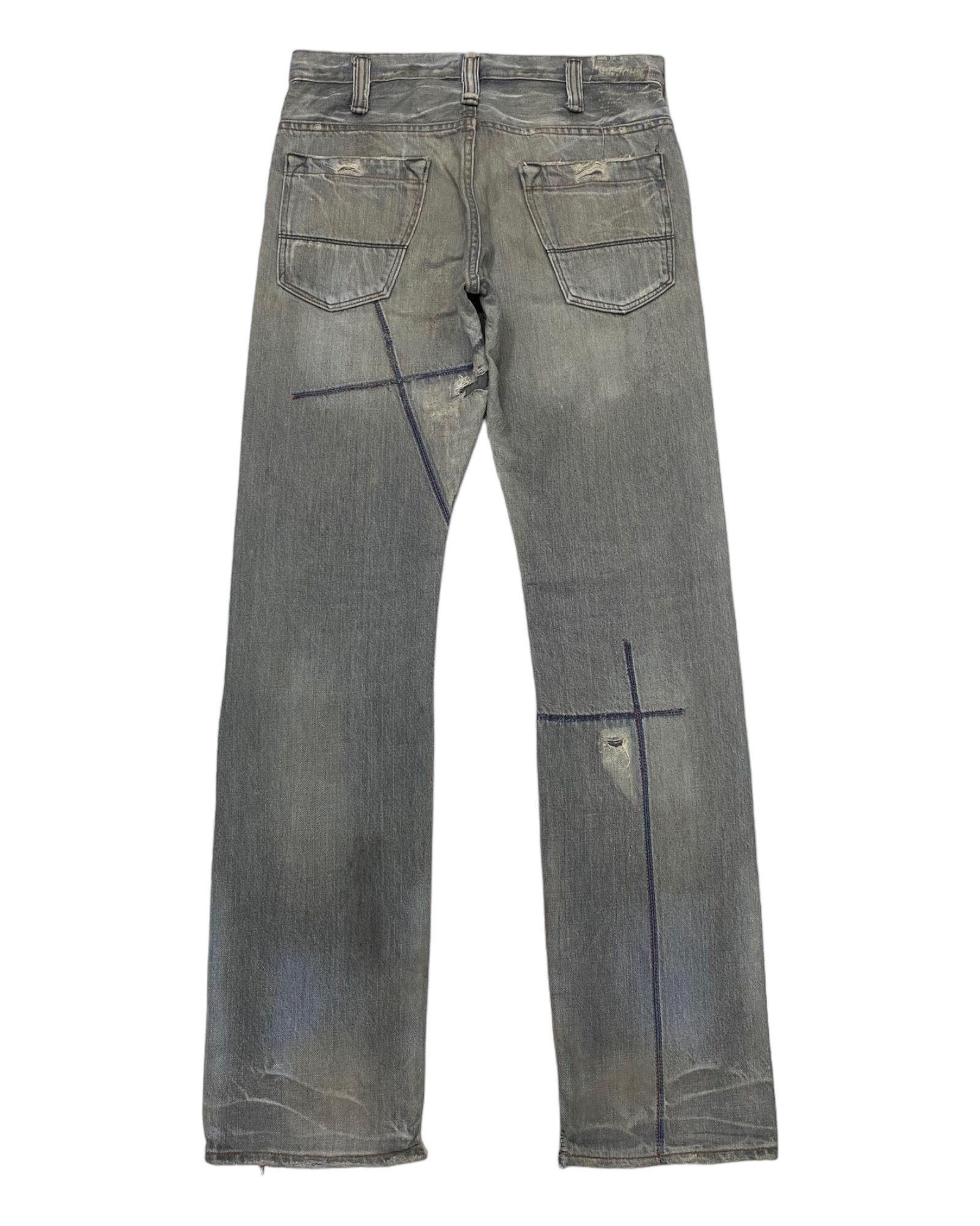 Big John Rare Big John Distress Double Knee Denim Jeans Work Size US 32 / EU 48 - 1 Thumbnail