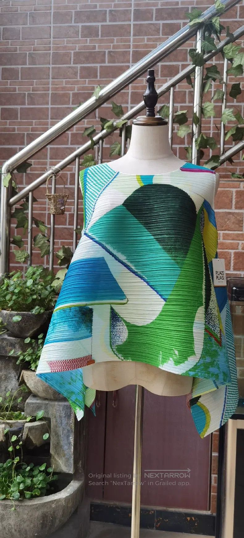 Issey Miyake Green Pinwheel Tank Top