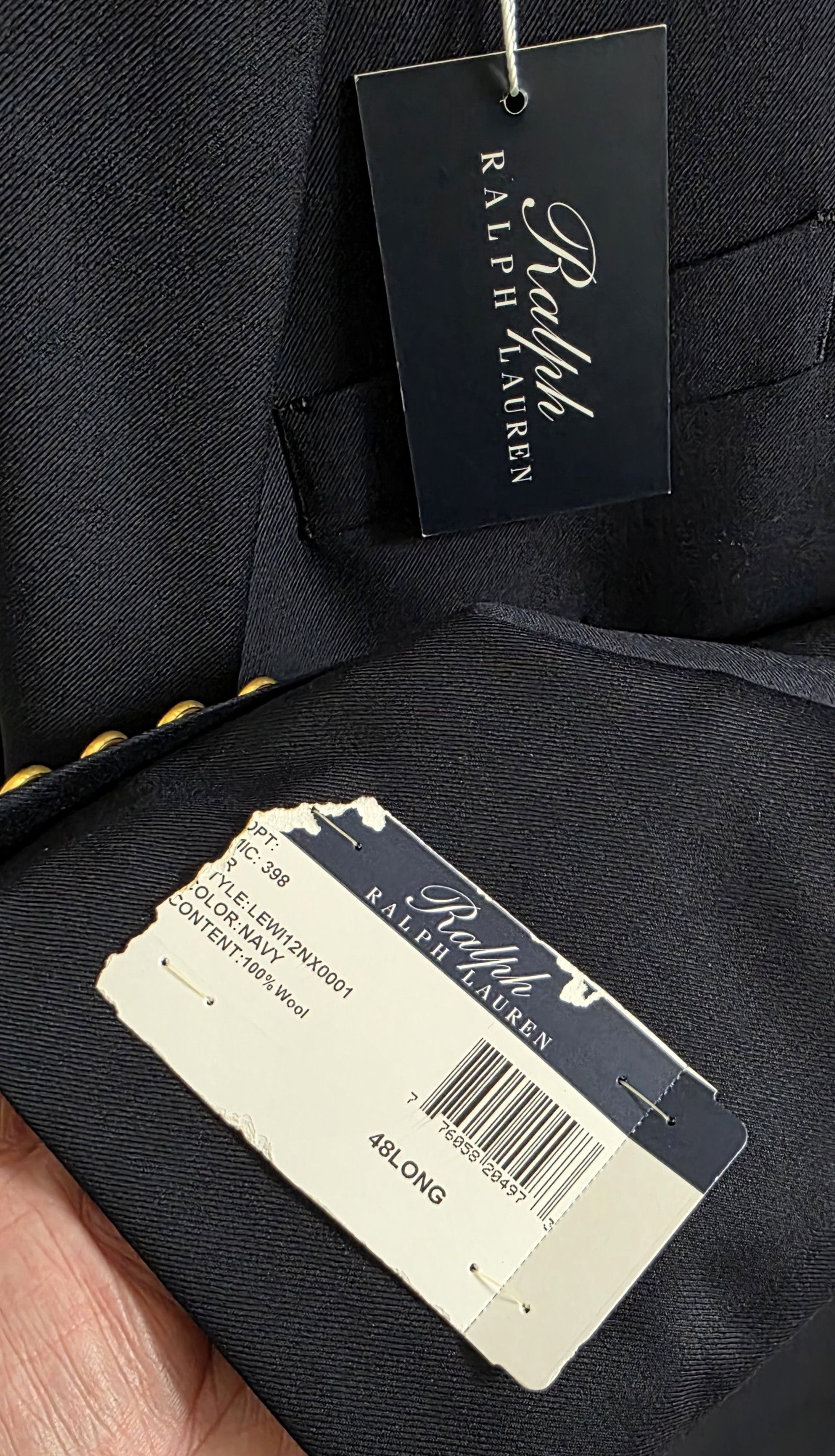 Ralph Lauren Ralph Lauren Men’s Sport Coat Blazer NAVY GOLD BUTTONS Wool Size 48L - 5 Thumbnail