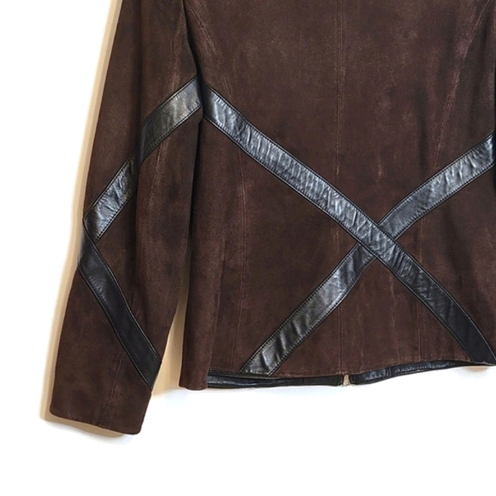 Nordstrom Nordstrom Studio 121 Brown Suede Leather Jacket Zip Front S Size S / US 4 / IT 40 - 11 Thumbnail