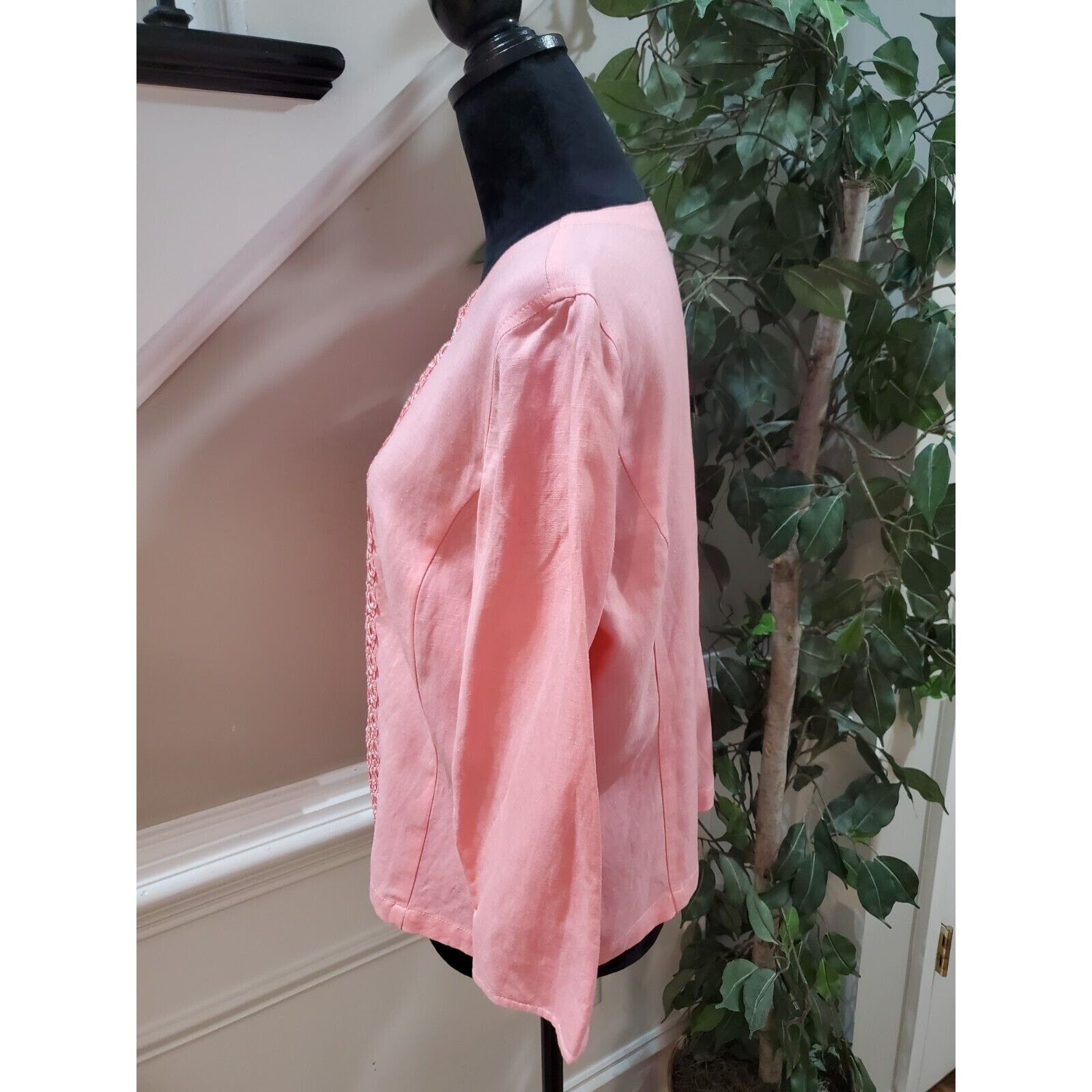 Other Ruby Rd. Lace Floral Linen Casual Full Zip Jacket Size 12 Size XL / US 12-14 / IT 48-50 - 6 Thumbnail