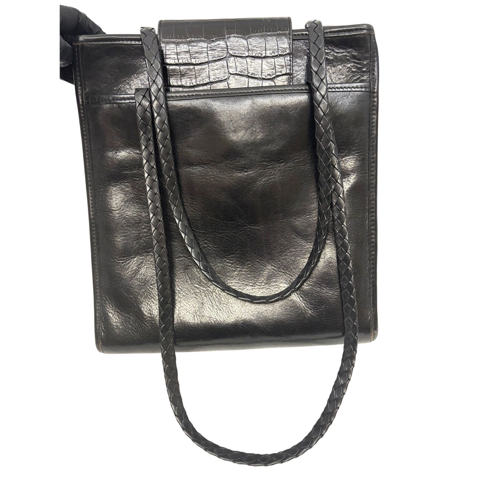 Brighton Vintage BRIGHTON Black Croc Embossed Leather Shoulder Bag Size ONE SIZE - 2 Thumbnail