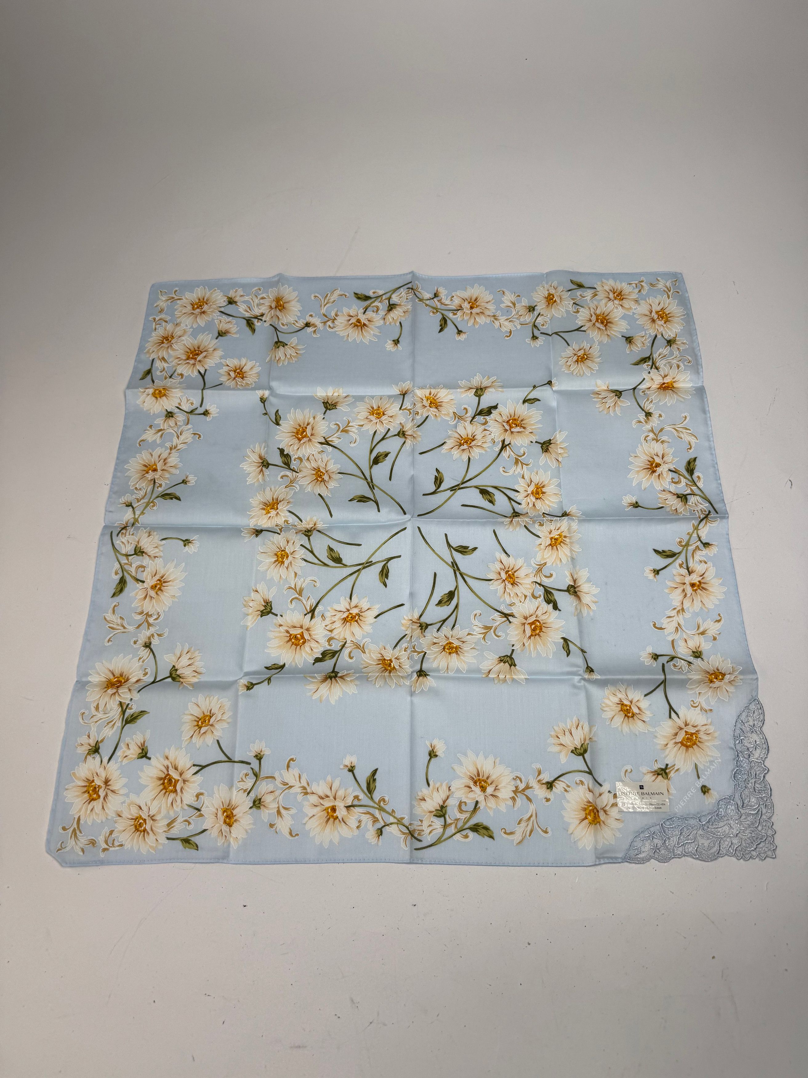 Balmain Vintage Floral Scarf Light-Blue Yellow white Size ONE SIZE - 1 Thumbnail