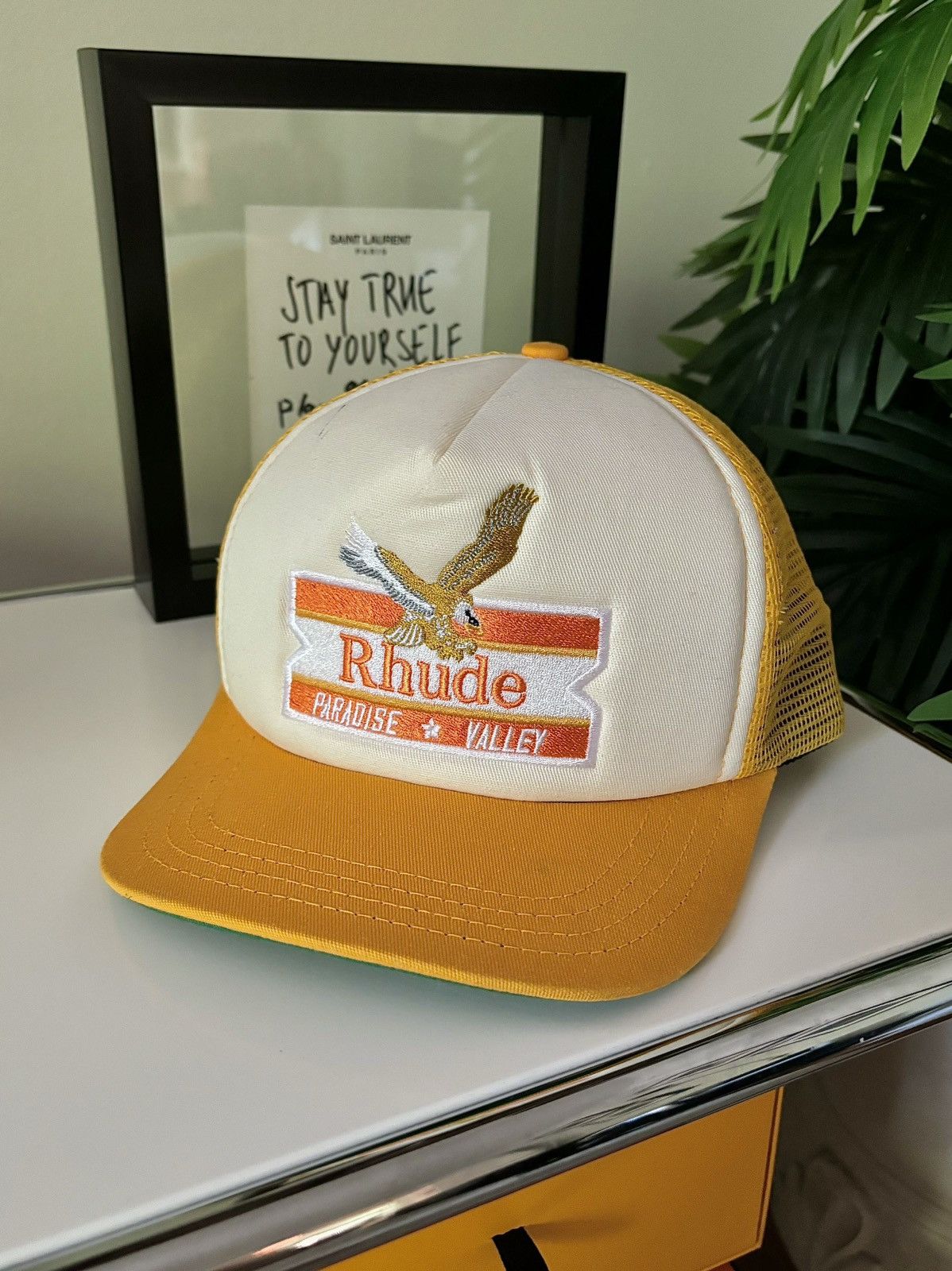 image of Rhude “Yellow Eagle Paradise Valley” Hat, Men's