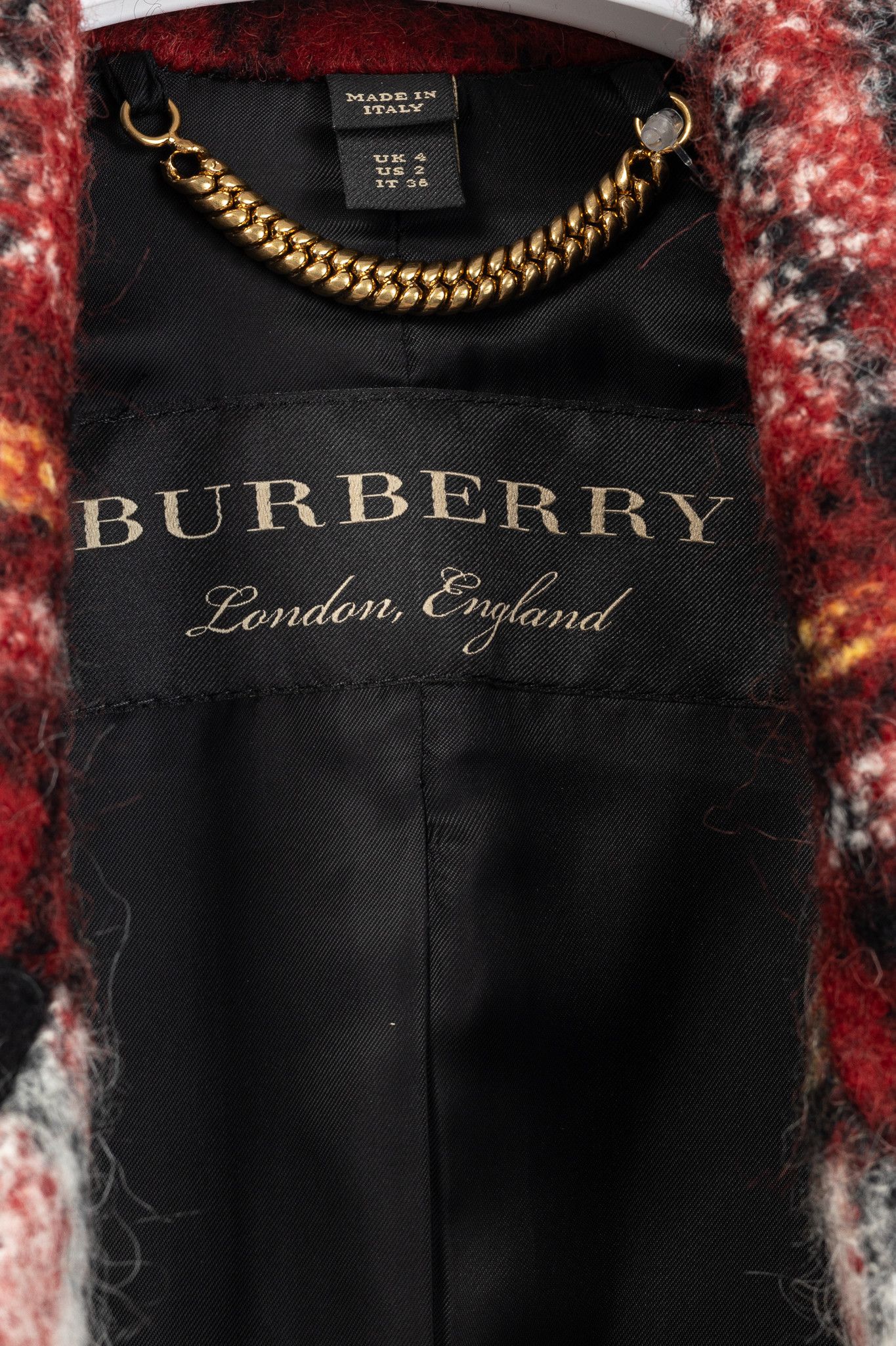 Burberry Burberry AW/16 Runway Red Tartan Wool-Blend Coat Size XS / US 0-2 / IT 36-38 - 4 Thumbnail