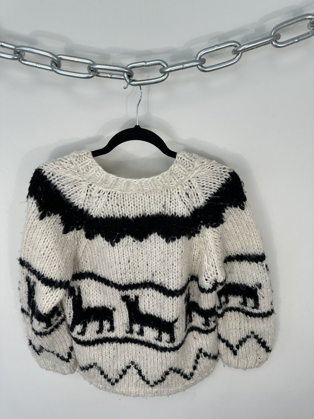 Vintage Vintage 90s Lana Abstract Art Wool V-Neck Sweater Size US M / EU 48-50 / 2 - 6 Thumbnail