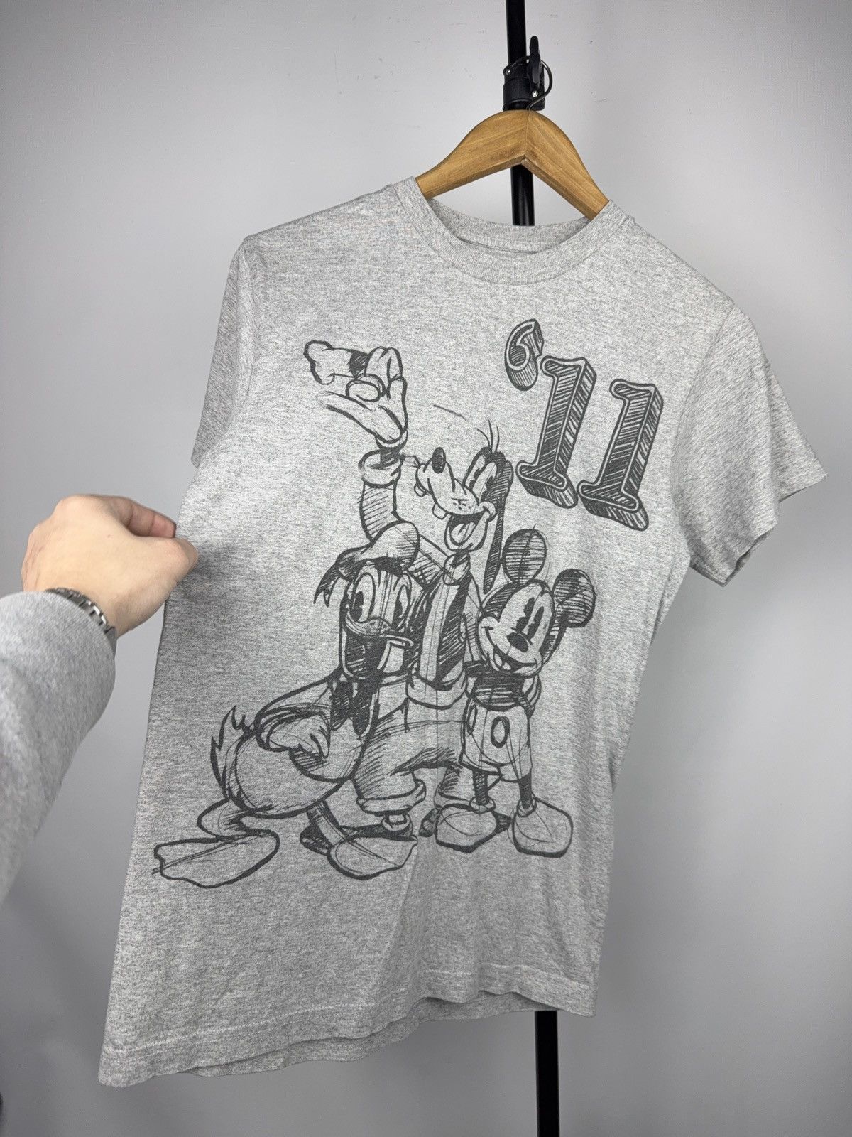 Disney 00s Disney Mickey & Goofy Sketch Graphic Tee Grey Size US S / EU 44-46 / 1 - 2 Thumbnail