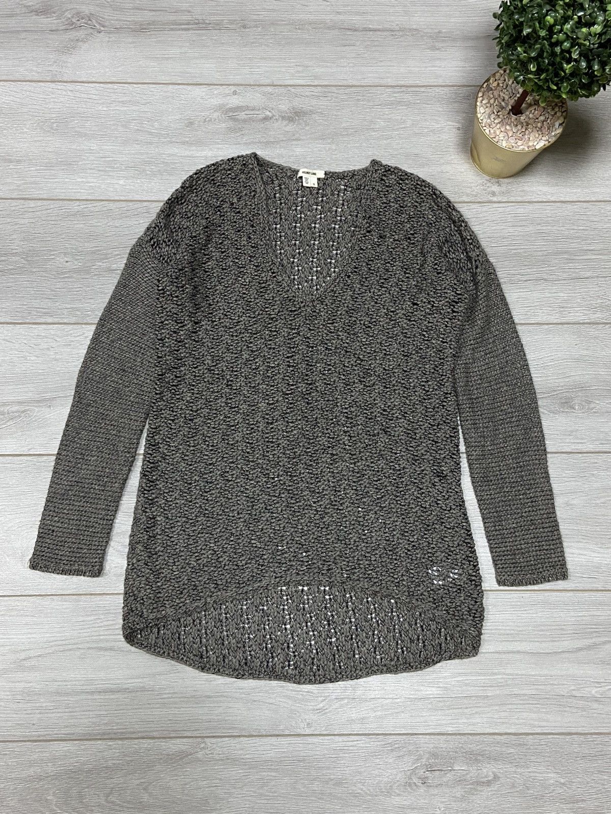 Helmut Lang alpaca silk vintage heavy knit sweater v neck