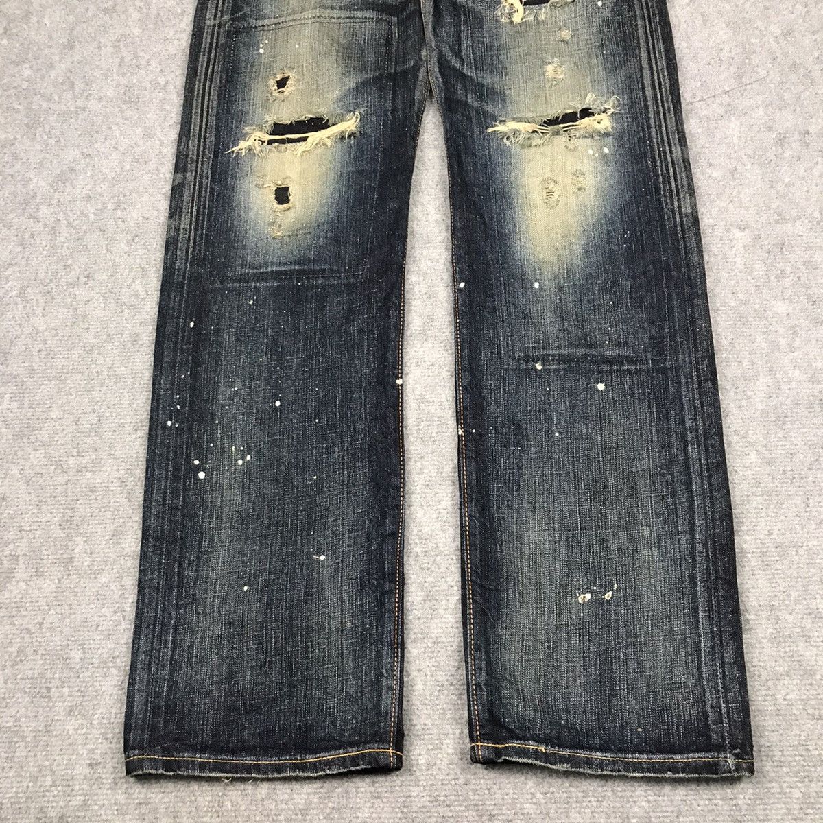 If Six Was Nine × Le Grande Bleu (L.G.B.) RIPPED DISTRESSED PATCHWORK EDWIN JAPANESE DENIM PANTS Size US 30 / EU 46 - 2 Thumbnail