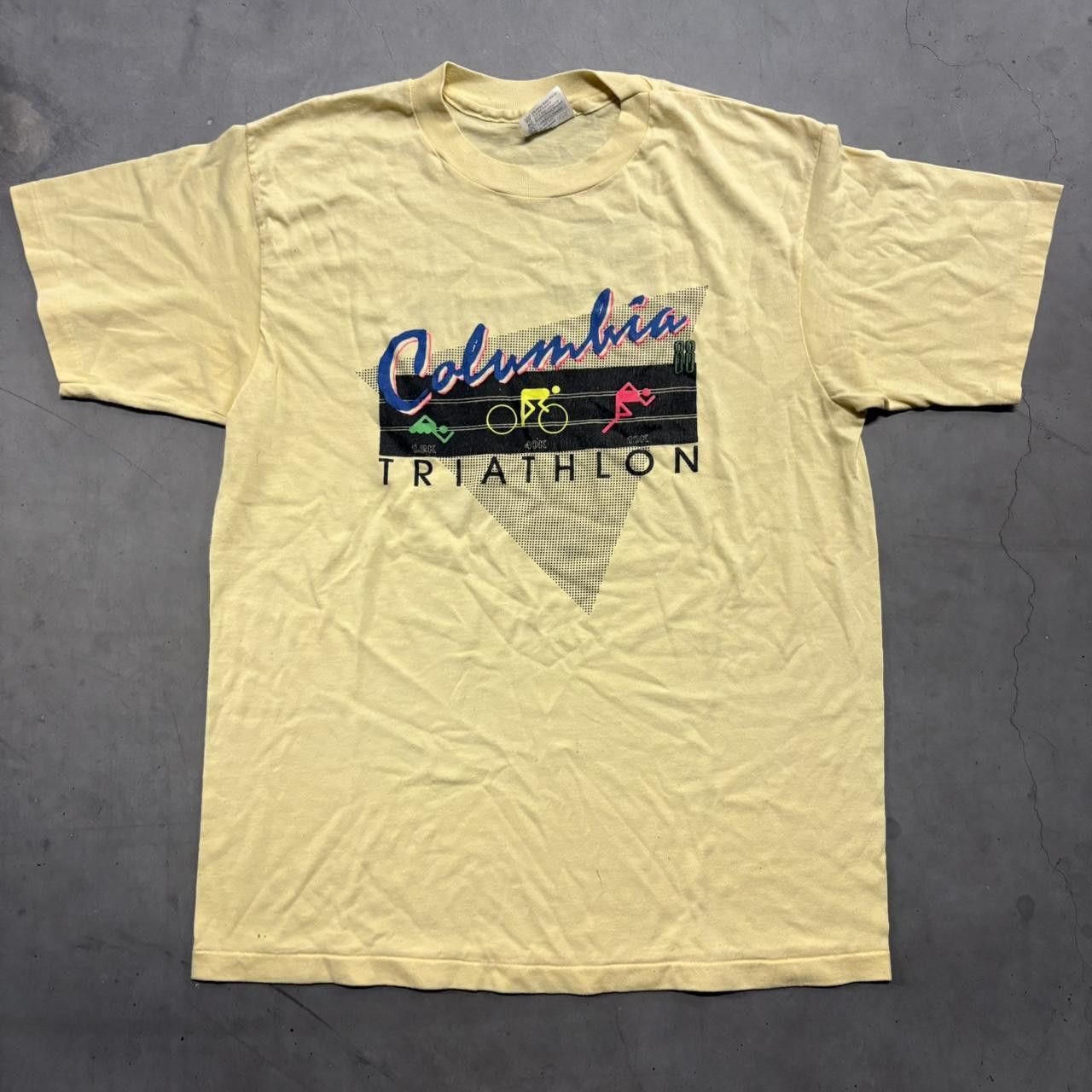 Vintage Crazy Vintage Y2K 80s Columbia Triathlon Single Stitch Cream Shirt! Size US S / EU 44-46 / 1 - 1 Thumbnail