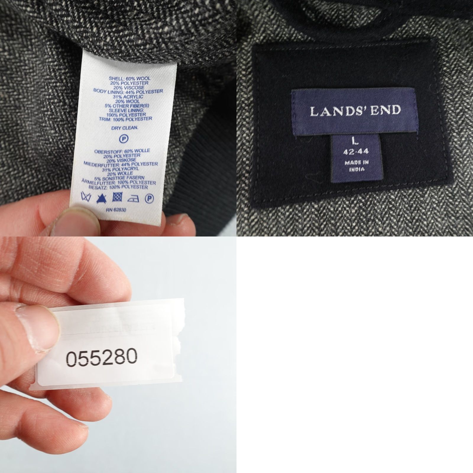 Lands' End Lands' End Lands' End Jacket Mens Large Black Wool Blend Full Zip Up Car Coat Coat Thick Jacket Size US L / EU 52-54 / 3 - 8 Thumbnail