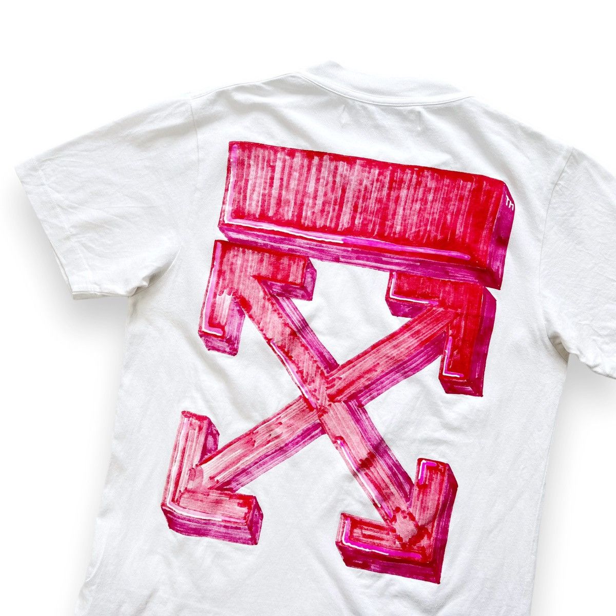 image of Off White Off-White Pink Marker Arrows White T Shirt, Men's (Size Small)