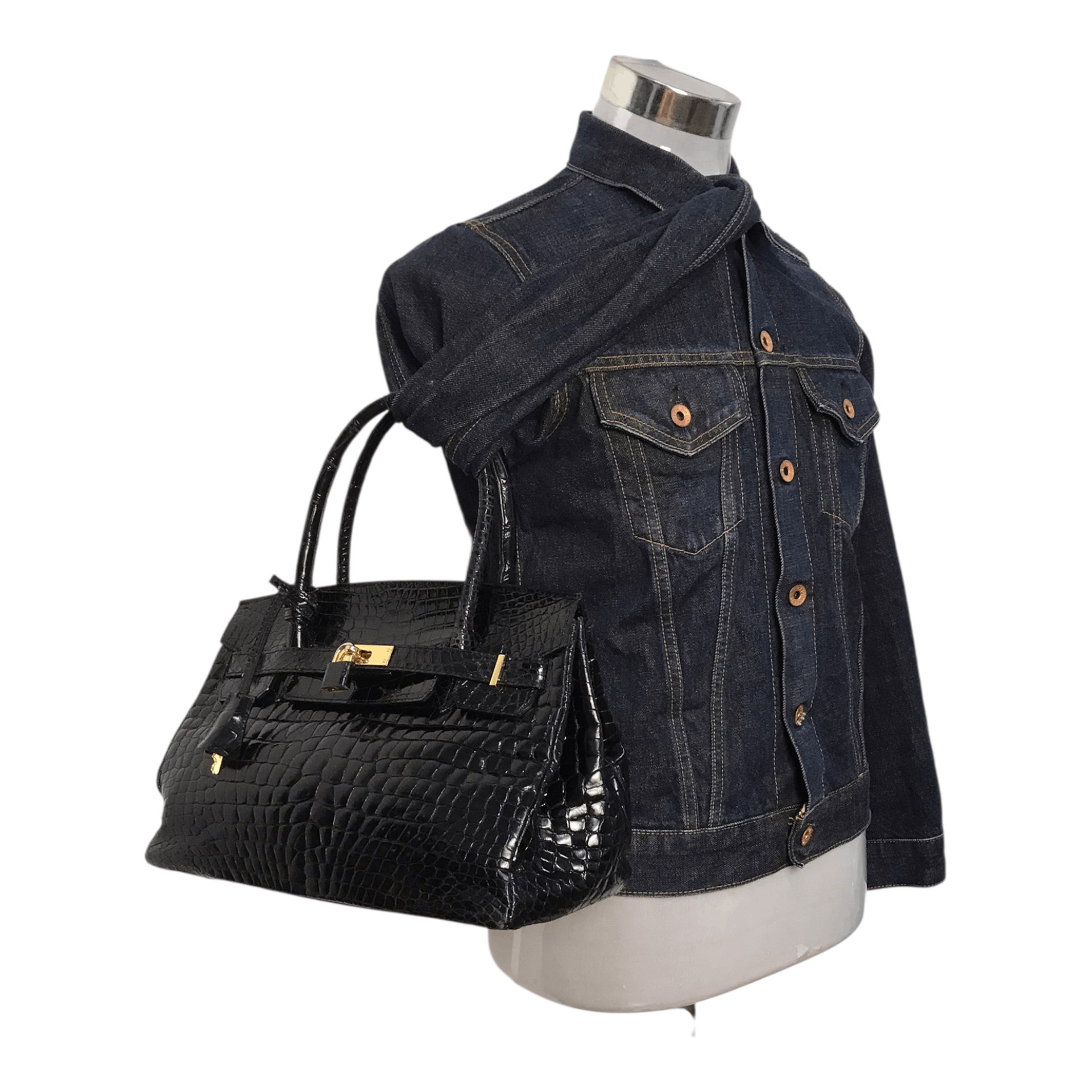 Leather G.Borri Crocodile Leather Birkin Handbag Size ONE SIZE - 8 Thumbnail