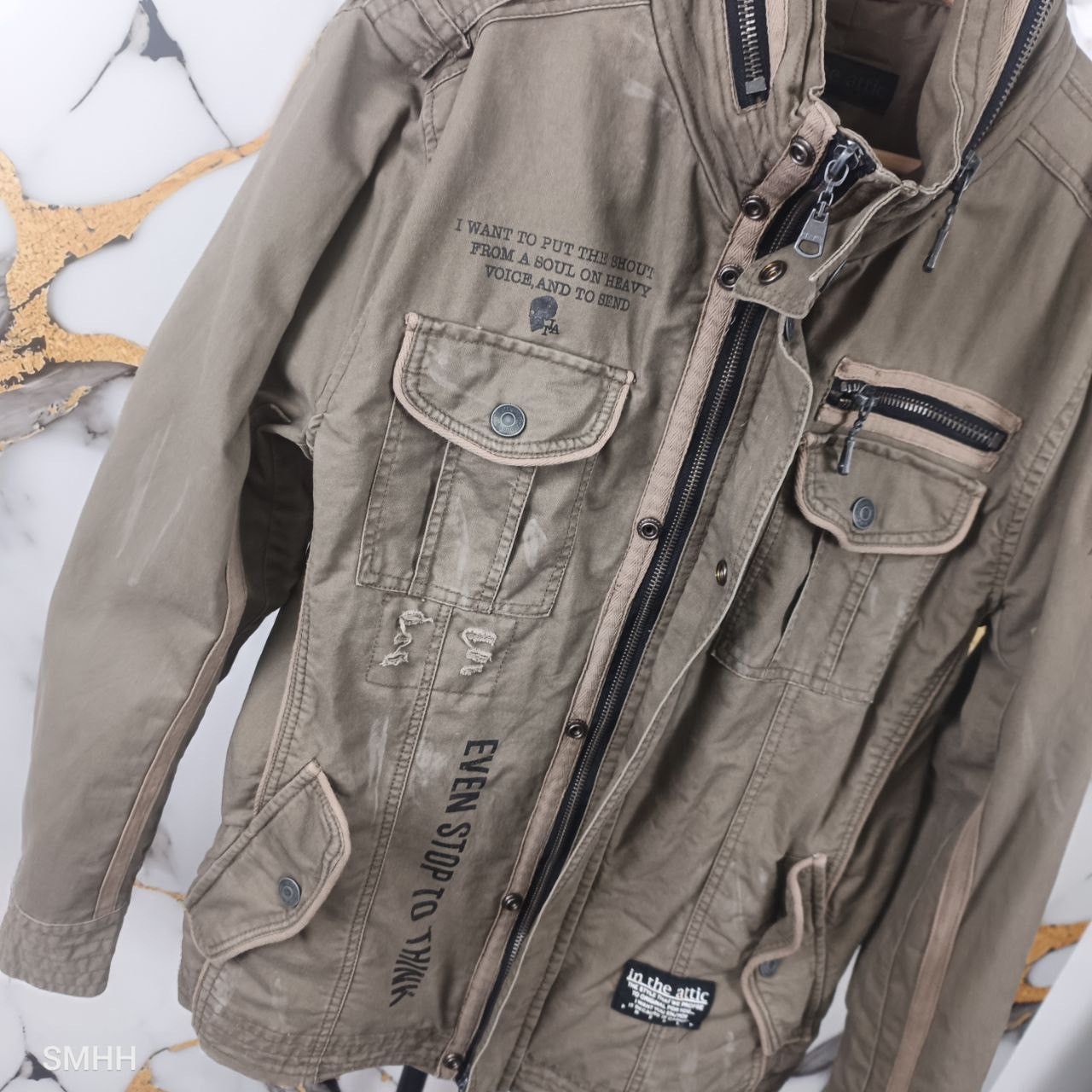 In The Attic 🔥IN THE ATTIC JAPANESE MILITARY PUNK JACKET-HIDDEN HOODIE(L) Size US L / EU 52-54 / 3 - 7 Thumbnail