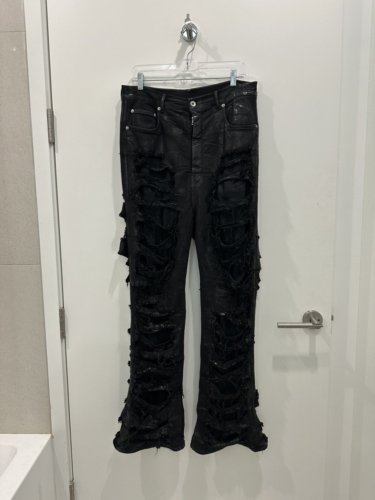 Rick Owens Rick Owens Destroyed Double-Layer Wax Geth Cut Denim - FW22 Size US 32 / EU 48 - 1 Thumbnail