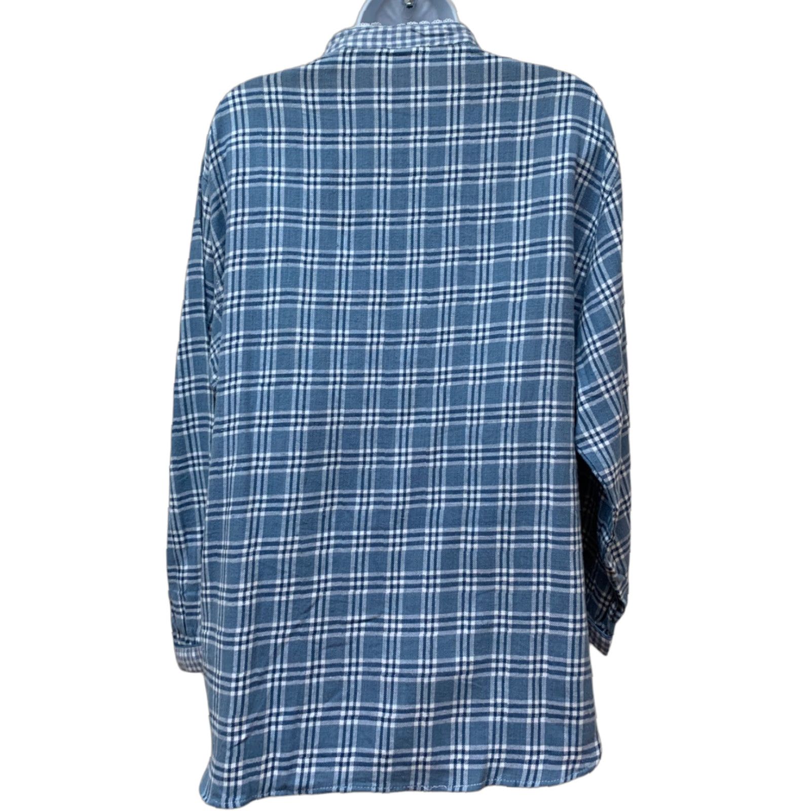 Vintage Vtg Cotton Flannel Plaid Nightshirt Nightgown M Prairie Modest Made USA Gilligan O'Malley Blue 44 Chest M Regular Womens? Mens? Size M / US 6-8 / IT 42-44 - 1 Thumbnail