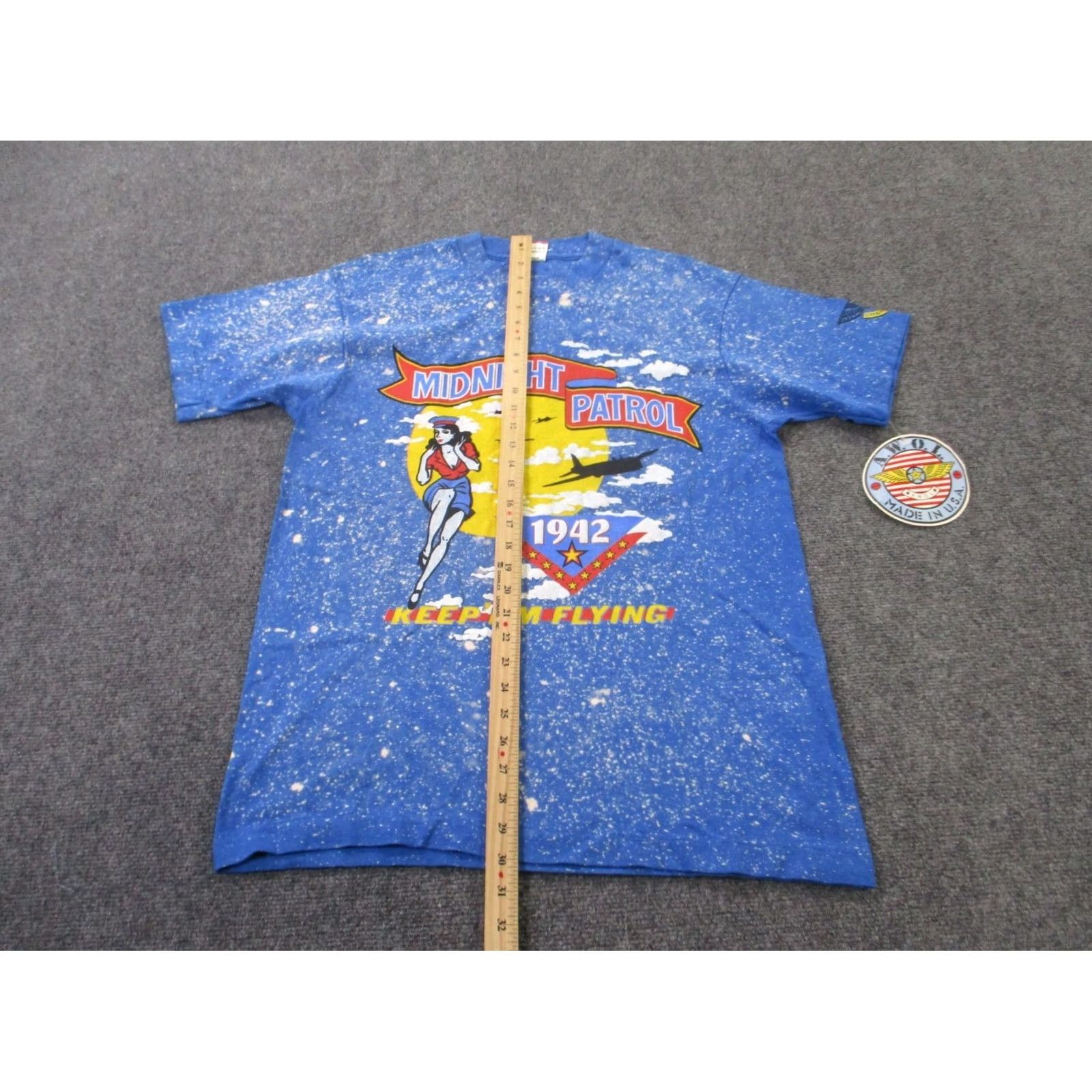 Fruit Of The Loom VINTAGE Midnight Patrol Shirt Men L Blue USA Made Pilot Flying Graphic AWOL 1942 NEW Fruit of the Loom Size US L / EU 52-54 / 3 - 3 Thumbnail