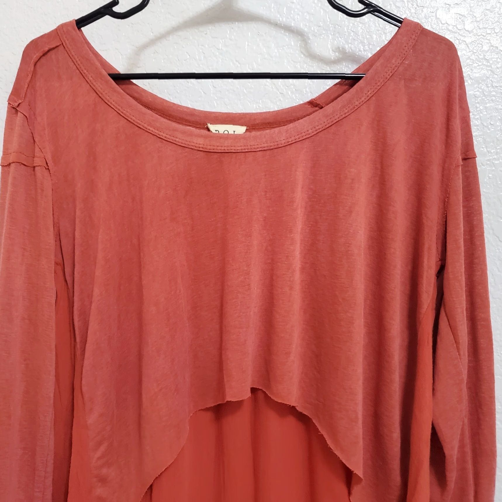 Vintage VINTAGE POL Top Women M Burnt Orange Cropped Long Sleeve Raw Seam Oversized Boho Southwest Casual Shirt Womens Size M / US 6-8 / IT 42-44 - 4 Thumbnail