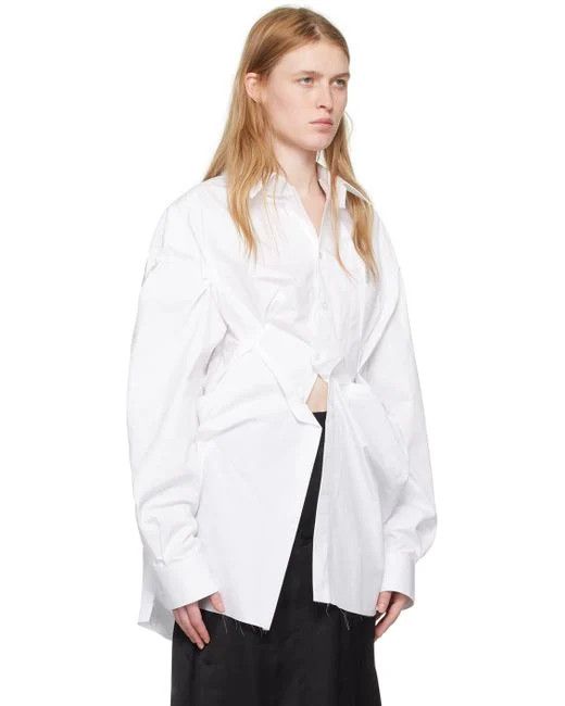 Maison Margiela o1s22i1n0724 Draped Oversized Shirt in White Size M / US 6-8 / IT 42-44 - 3 Thumbnail