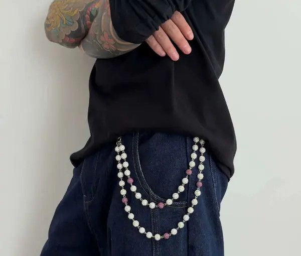 Jewelry Crystal Beaded Wallet Chain Accessory, Pants Chain Size ONE SIZE - 3 Thumbnail