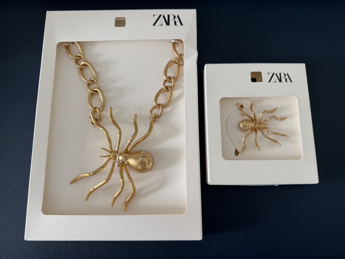 Zara Zara Halloween Spider Necklace & Pin Set Gold Jewelry NWT Size ONE SIZE - 1 Thumbnail