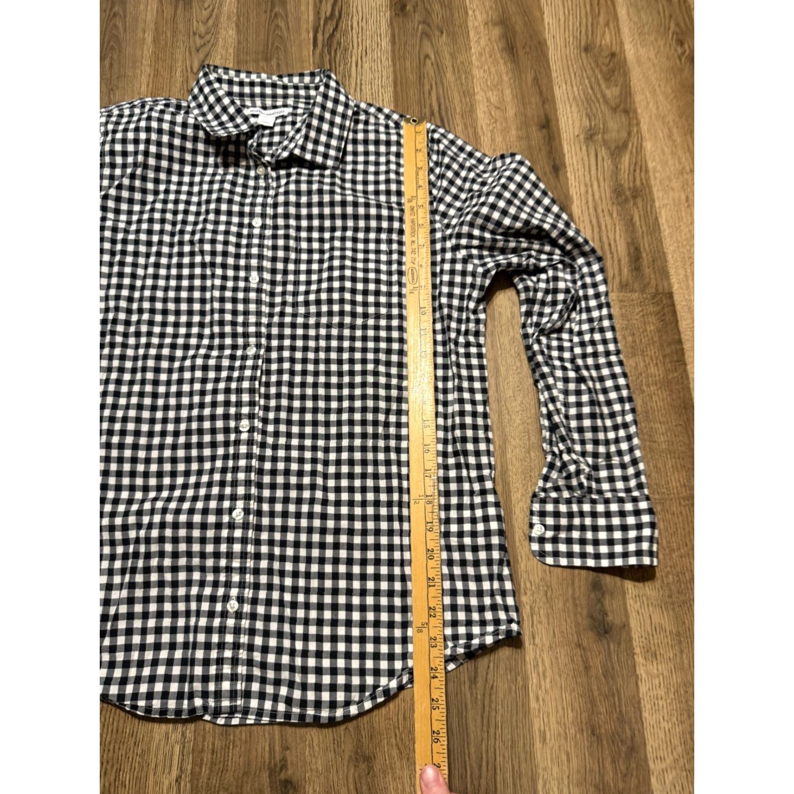 Essentials Amazon Essentials Shirt Women's L Black White Check Button-Up Long Sleeve Size L / US 10 / IT 46 - 7 Thumbnail