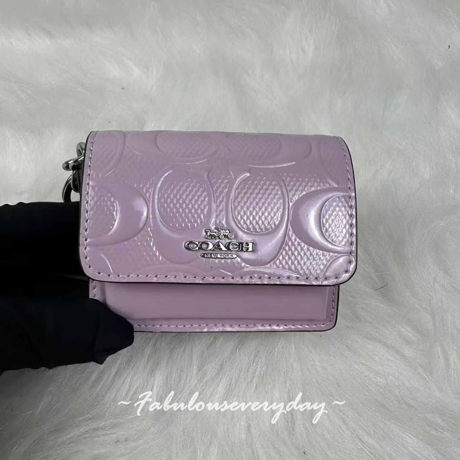 Coach COACH Klare Bag Charm Signature Leather Heart Charm Purple Size ONE SIZE - 2 Thumbnail