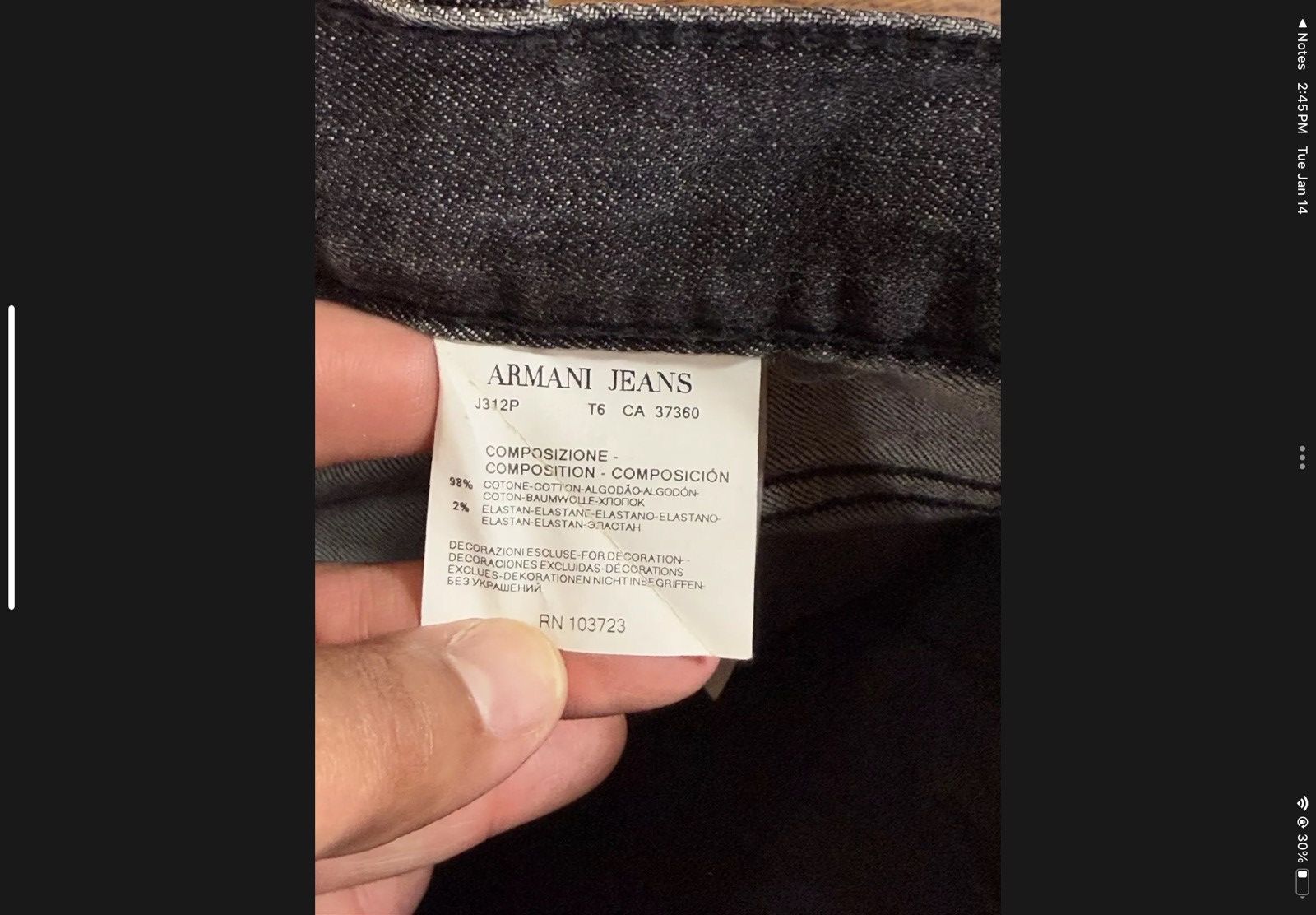Armani Armani Jeans Men Black Straight Leg 31x31 Size US 31 - 11 Thumbnail