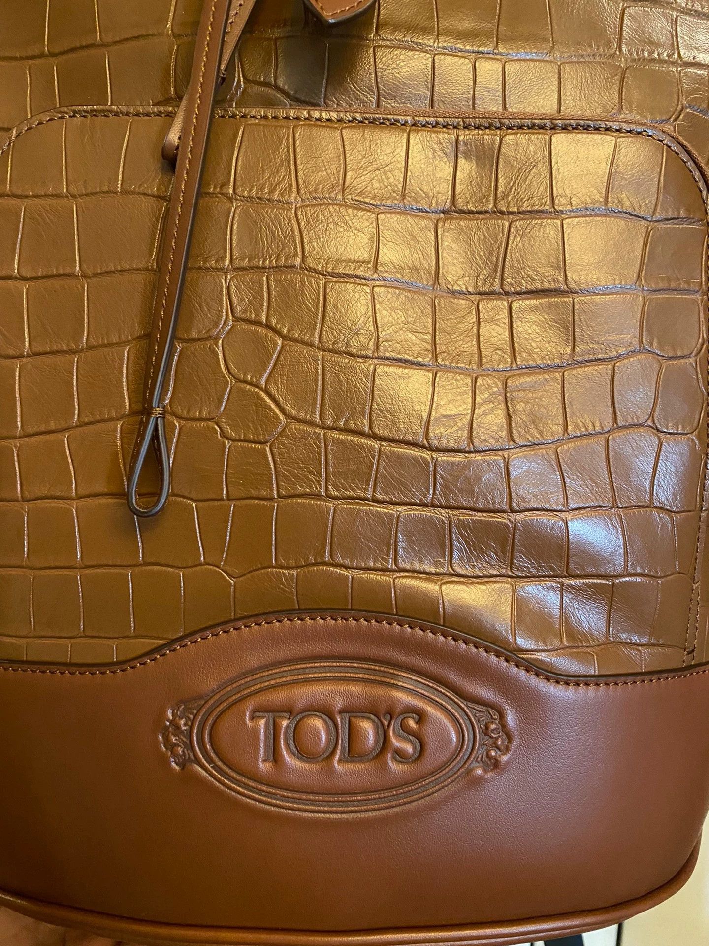 Tod's TOD'S Crocodile Embossed Backpack Italian Old Money Size ONE SIZE - 3 Thumbnail