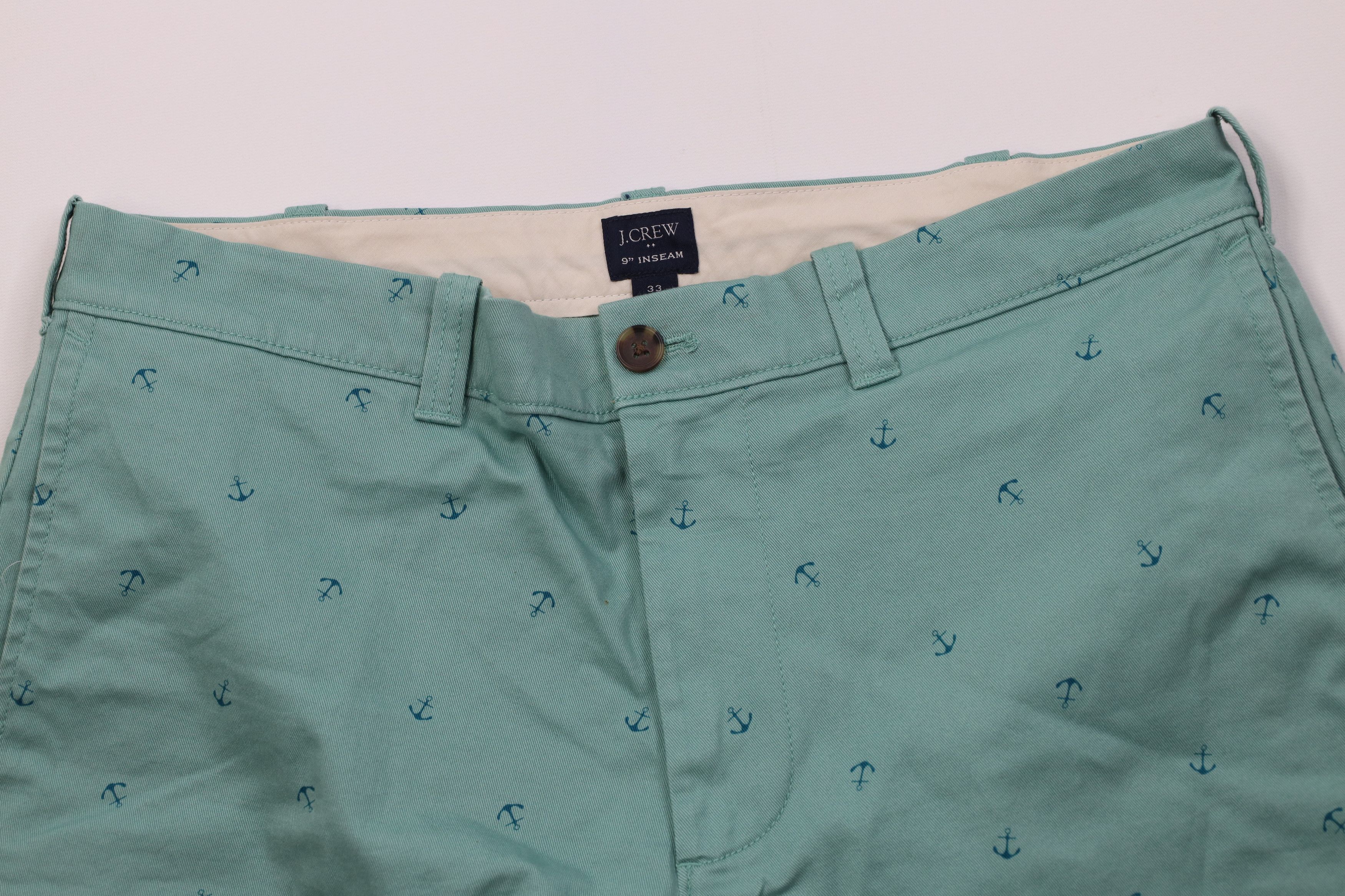 J.Crew J Crew Nautical Boat Anchor All Over Print Chino Shorts Teal Size US 33 - 2 Thumbnail