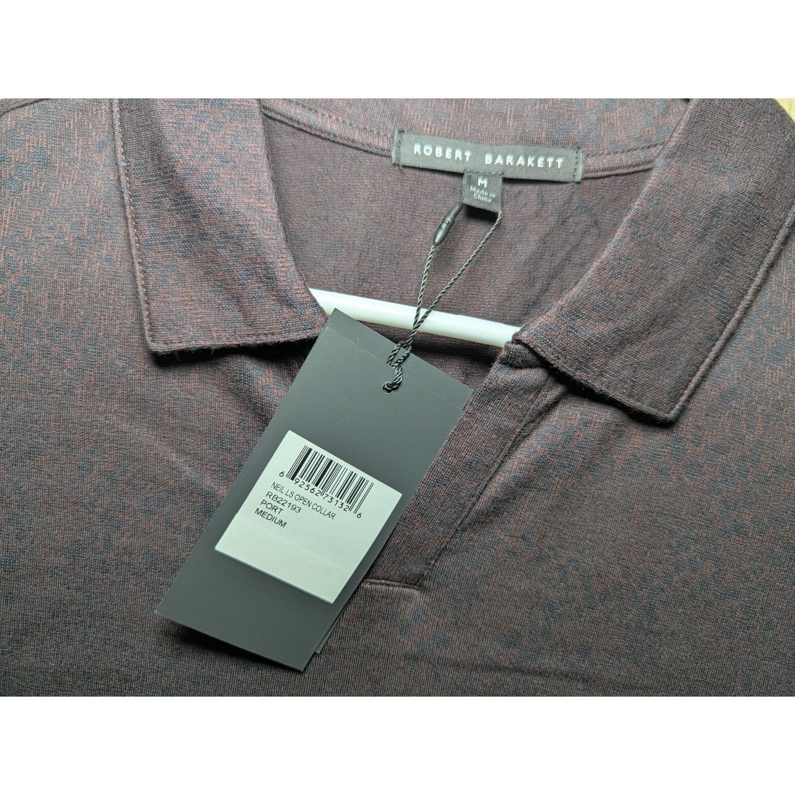 Robert Barakett Robert Barakett Men's Medium Open Collar Polo Long Sleeve Size US M / EU 48-50 / 2 - 4 Thumbnail