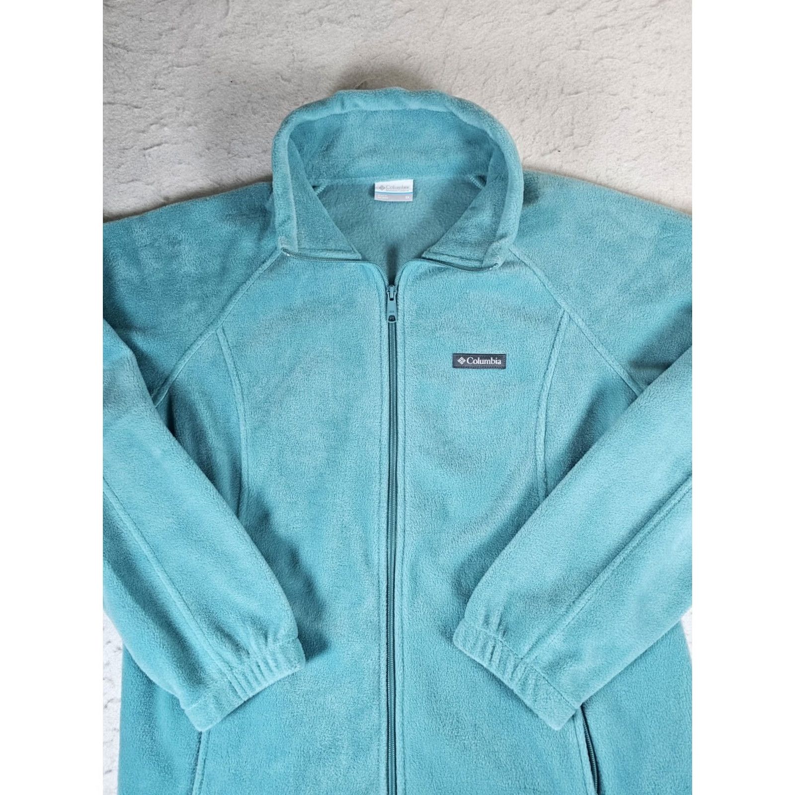 Altea Columbia Benton Springs Full Zip Fleece Mock Neck Jacket Women's 1X Teal Modern Outdoor 90s Vintage Mens? Womens Size XL / US 12-14 / IT 48-50 - 2 Thumbnail