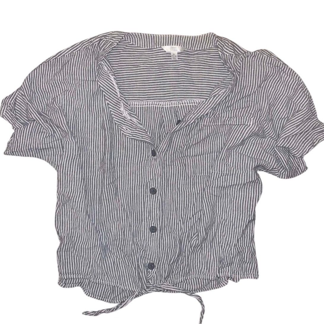 Other Y2K Blue/White Stripe Button Top Front Off Shoulder Crop XL Size XL / US 12-14 / IT 48-50 - 3 Thumbnail