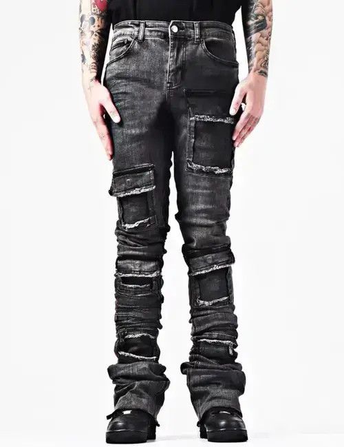 Japanese Brand × Jean Vintage washed distressed rock and roll flared jeans Size US 32 / EU 48 - 1 Thumbnail