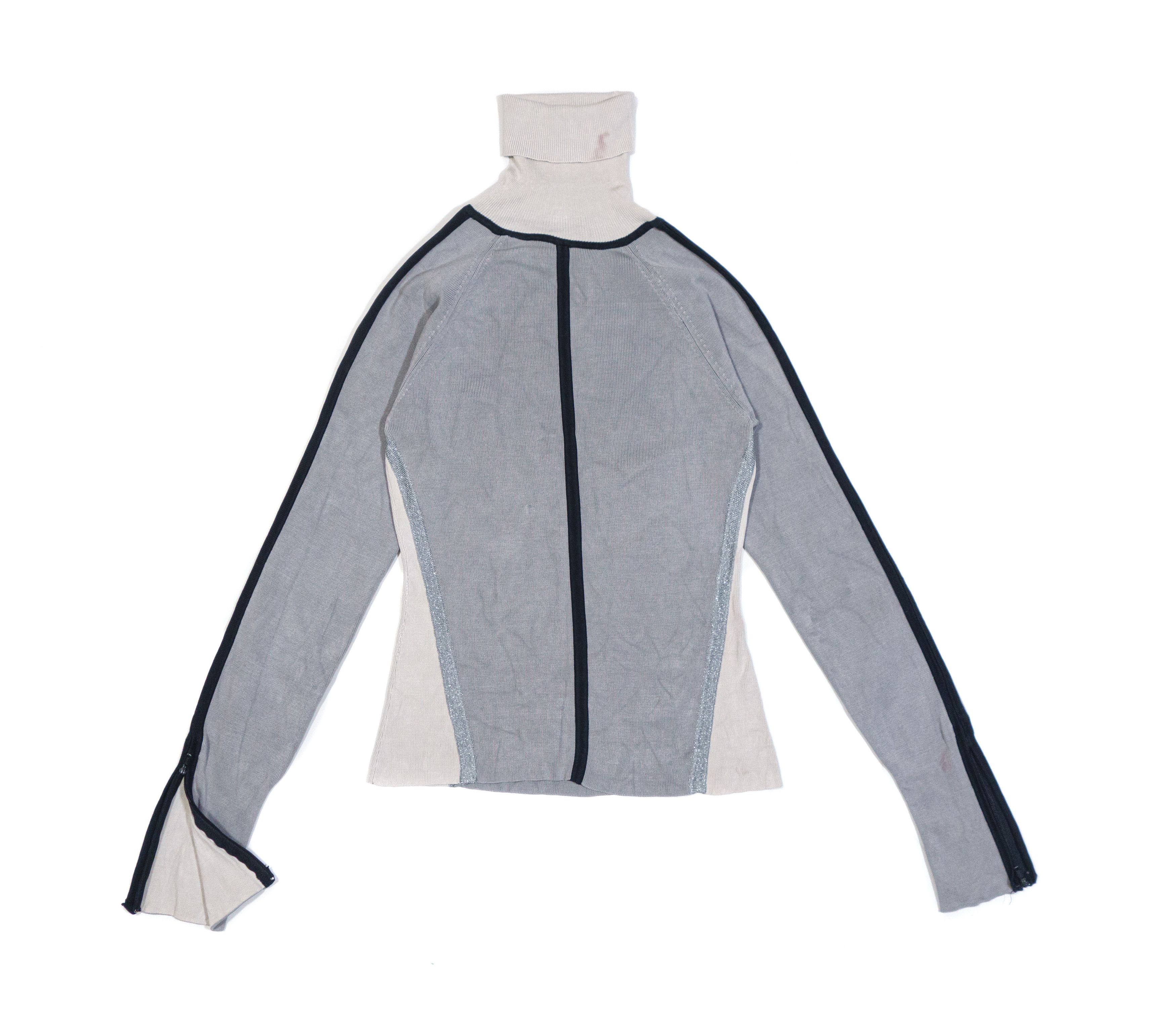 Versace 90S Zip Sleeve Stripe Cotton Turtleneck Sweater Size XS / US 0-2 / IT 36-38 - 1 Thumbnail