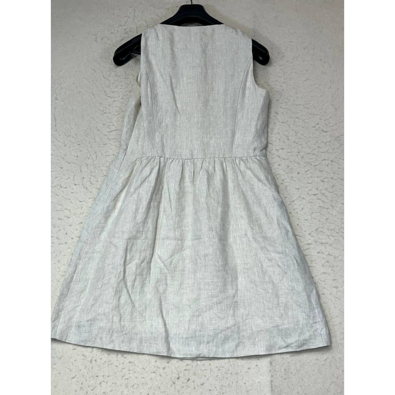 Vintage Kensie Lady Vintage Style 100% Linen Sleeveless Lace Collar Dress L Beige Knee Length A-Line Dress Paris Formal Women Size L / US 10 / IT 46 - 2 Thumbnail