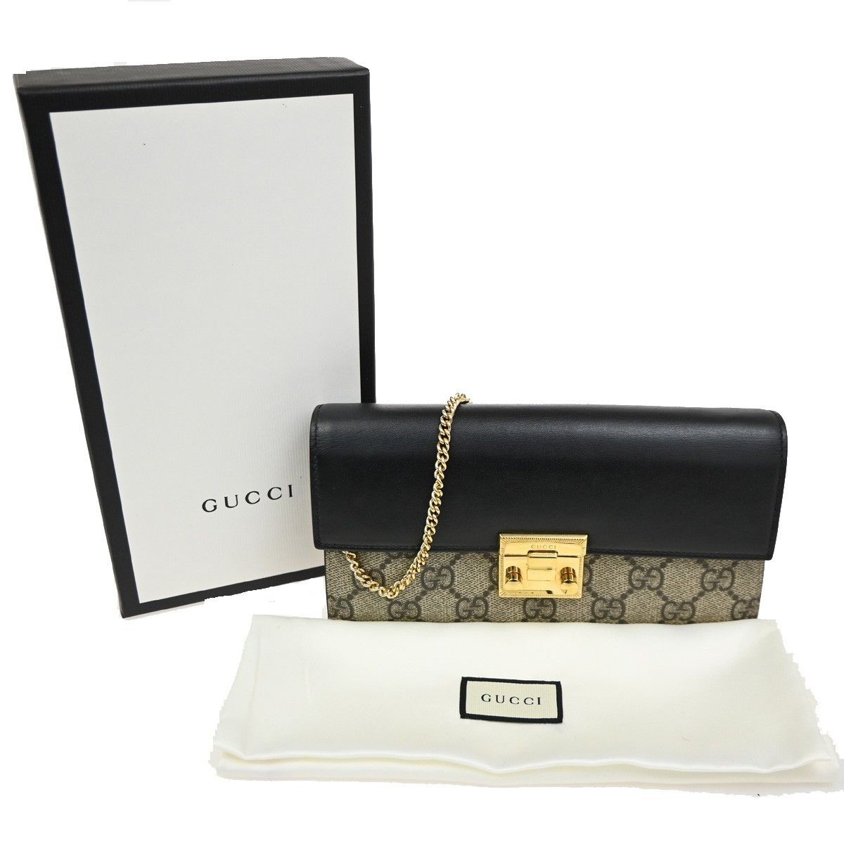 Gucci Gucci Padlock Continental Chain Wallet GG Coated Canvas and Leather Size ONE SIZE - 1 Thumbnail