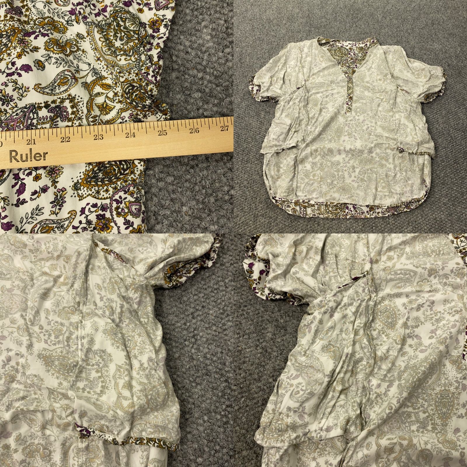 J. Jill J. Jill Womens Blouse V-Neck Short Sleeve Paisley Multicolor Adult Medium Flowy Size M / US 6-8 / IT 42-44 - 9 Thumbnail
